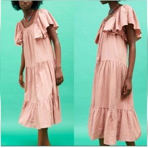 ZARA Cream Casual Burn Pink Relaxed fit Maxi dress size M